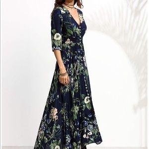 Milumia  Women's Button Up Floral Flowy Maxi Dress